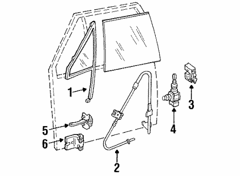 1990 Jeep Wagoneer Hardware Regulator Wind Front Door Wi Diagram for 55000661