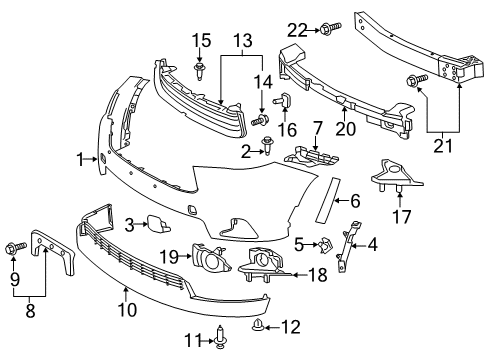 2015 Toyota Highlander Front Bumper Impact Bar Diagram for 52021-0E040