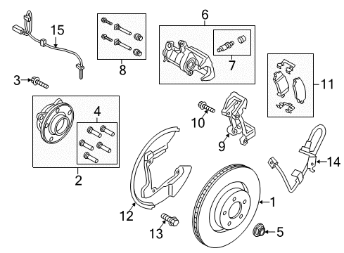 2020 Ford Mustang Rear Brakes Caliper Mount Diagram for KR3Z-2B511-A