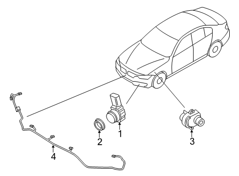 2018 BMW M3 Front Bumper Ultrasonic Sensor Diagram for 66209317895