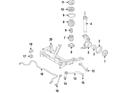 2007 BMW 328xi Front Suspension Components, Lower Control Arm, Stabilizer Bar Swing Support, Front, Left Diagram for 31356768771