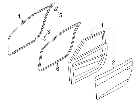 2016 Hyundai Veloster Front Door Weatherstrip Assembly-Front Door Side LH Diagram for 82130-2V000