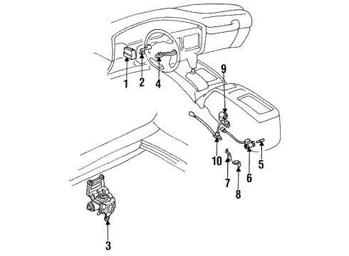 1992 Toyota Land Cruiser Cruise Control System Sensor, Speed Cruise Control Diagram for 88261-60010