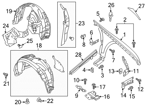 2014 Lincoln MKS Fender & Components Fender Front Bracket Diagram for DG1Z-16A142-A