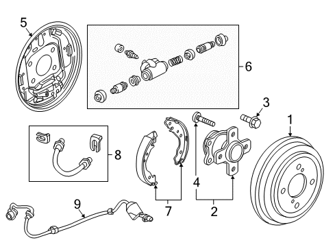 2015 Honda Fit Anti-Lock Brakes Bearing Assembly, Rear Hub Unit Diagram for 42200-T5B-951