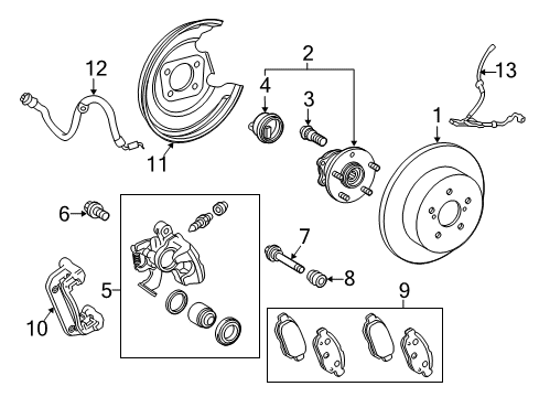 2019 Toyota Prius Brake Components Front Pads Diagram for 04465-47080
