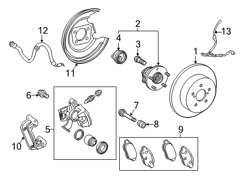 2021 Toyota Prius Prime Rear Brakes Caliper Seal Kit Diagram for 04479-12260