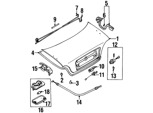 2000 Kia Sephia Trunk Lid Trunk Key Sub Set Diagram for 0K2A176930