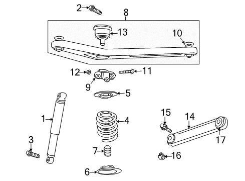 2007 Jeep Liberty Rear Suspension Components, Lower Control Arm, Upper Control Arm, Stabilizer Bar Bolt Diagram for 6504408