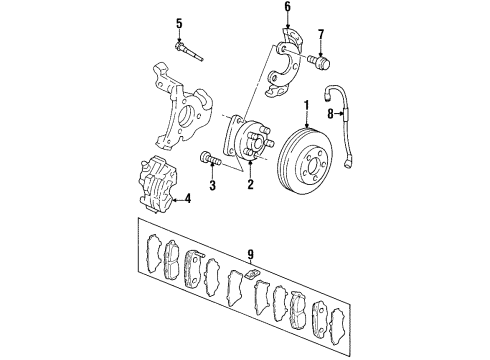1996 Oldsmobile Aurora Front Brakes Splash Shield Bolt Diagram for 1641343