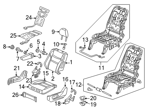 2013 Honda Odyssey Heated Seats Cover, Left Front Seat Cushion Trim (Warm Gray) (Leather) Diagram for 81531-TK8-A61ZA