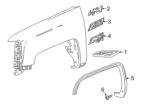 2015 GMC Sierra 3500 HD Exterior Trim - Fender Wheel Opening Molding Diagram for 22775551