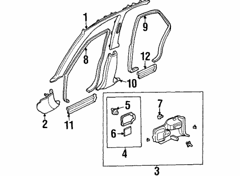 1995 Acura TL Interior Trim - Pillars, Rocker & Floor Garnish, Right Front Pillar (Light Tan) Diagram for 84101-SW5-J00ZB