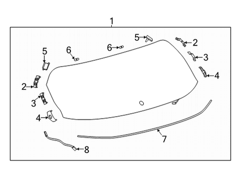 2022 Lexus NX250 Front Door Glass & Hardware Spacer, Back Door Glass Diagram for 62785-60030