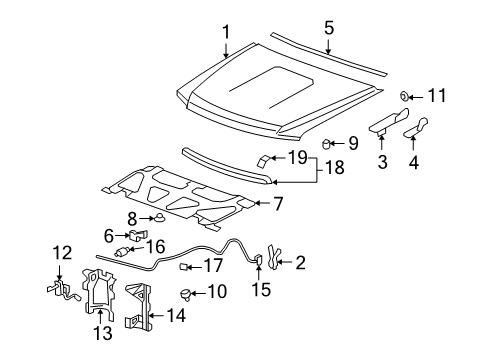 2011 GMC Sierra 1500 Hood & Components, Exterior Trim Outer Bracket Diagram for 25804174