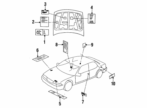 1993 Acura Vigor Information Labels Plate, Caution (ABS) Diagram for 57079-SL5-A01