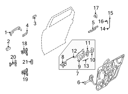 2005 Ford Five Hundred Front Door Lock Rod Diagram for 5G1Z-5426460-D