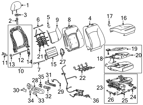 2012 Buick Regal Passenger Seat Components Actuator Asm-Front Seat Adjuster Vertical Diagram for 13578633