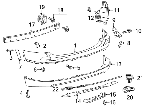2017 Toyota RAV4 Rear Bumper Extension Diagram for 52162-0R900