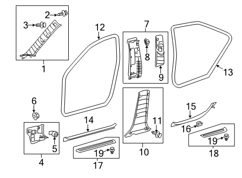 2014 Toyota Avalon Interior Trim - Pillars, Rocker & Floor Anchor Plate Diagram for 73023-06070-B1