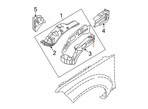 2020 Nissan Frontier Inner Components - Fender Bracket Battery Support Diagram for F4130-ZS0MA