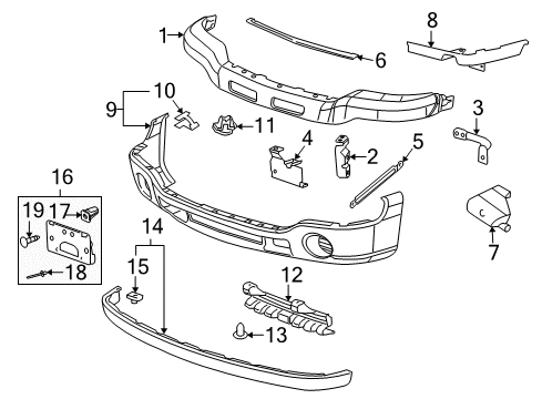 2005 GMC Sierra 1500 Front Bumper Extension Panel Diagram for 10386200