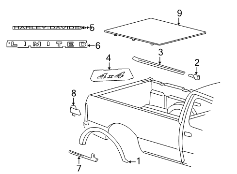 2008 Ford F-150 Exterior Trim - Pick Up Box Tonneau Cover Diagram for 4L3Z-83501A42-BB