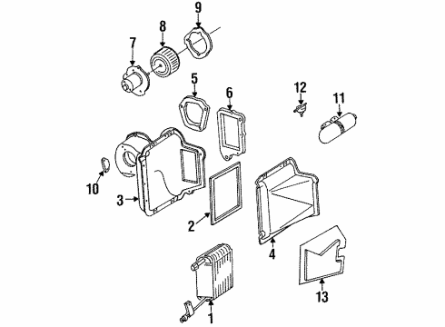 1993 Ford Ranger HVAC Case Blower Motor Diagram for F47Z-19805-A