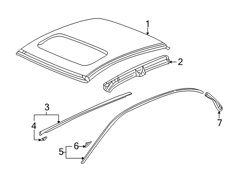 2001 Honda Accord Roof & Components, Exterior Trim Molding, R. Drip Roof Diagram for 72420-S84-A01