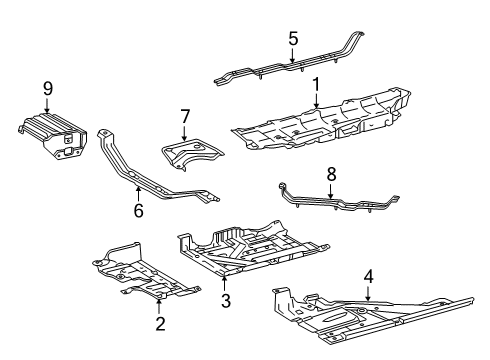 2019 Lexus RX450hL Heat Shields OUTRIGGER Sub-Assembly Diagram for 57303-48010