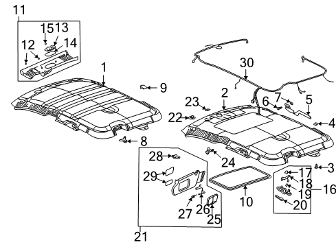 2003 Pontiac Aztek Interior Trim - Roof Map Lamp Bulb Diagram for 9431809