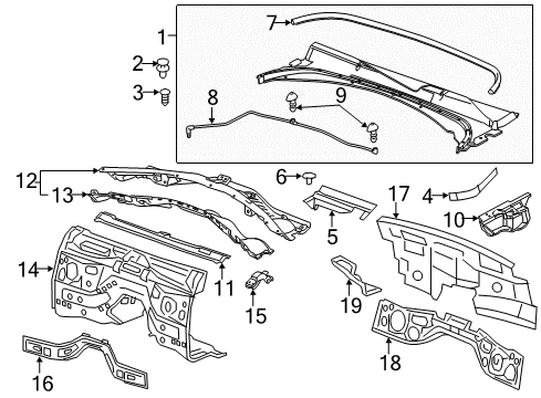 2014 Cadillac CTS Cowl End Filler Diagram for 23227084