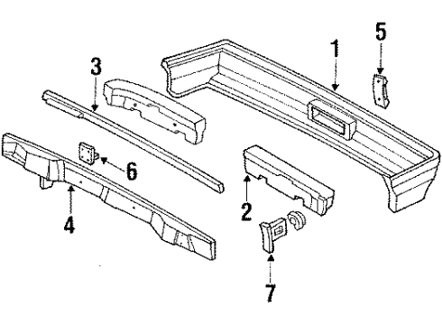 1989 Honda Civic Rear Bumper Absorber, R. RR. Bumper Diagram for 71570-SH4-A01