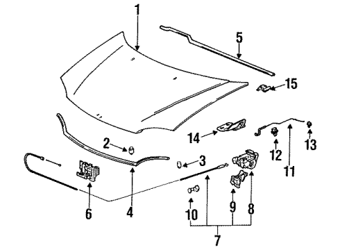 1994 Honda Civic Hood & Components Stay, Hood Opener Diagram for 74145-S01-A00