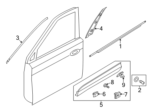 2017 Hyundai Santa Fe Sport Exterior Trim - Front Door Garnish Assembly-Front Door Side RH Diagram for 87722-4Z500