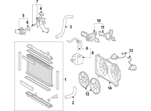 2015 Lexus RC350 Cooling System, Radiator, Water Pump, Cooling Fan Computer, Cooling Fan Diagram for 89257-30100