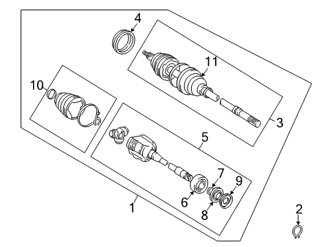 1997 Toyota Camry Drive Axles - Front Front Cv Joint Boot, Left Diagram for 04438-06011