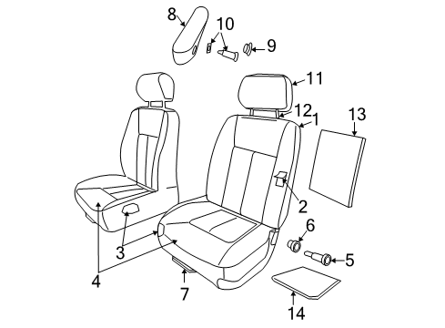 2005 Dodge Dakota Front Seat Components Seat Cushion Foam Diagram for 5143785AA