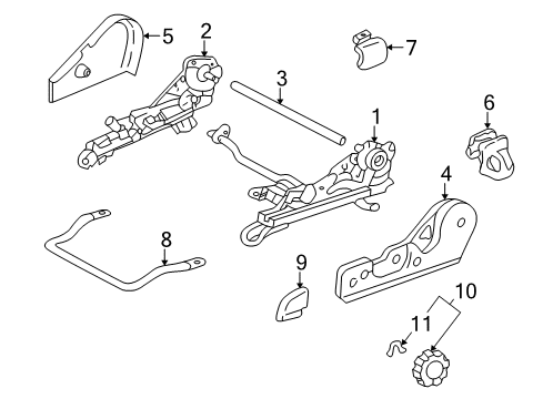 2005 Toyota Celica Tracks & Components Adjust Cover Diagram for 71862-20140-B1