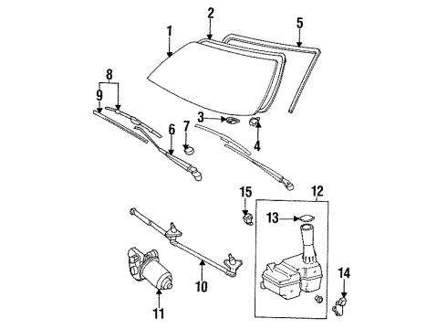 1992 Toyota Paseo Windshield Glass, Wiper & Washer Components Sunvisor Diagram for 74310-16470-03