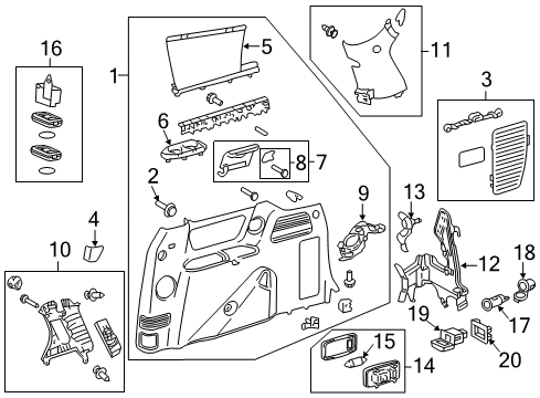 2017 Toyota Sienna Interior Trim - Side Panel Cup Holder Diagram for 64745-08010-B1