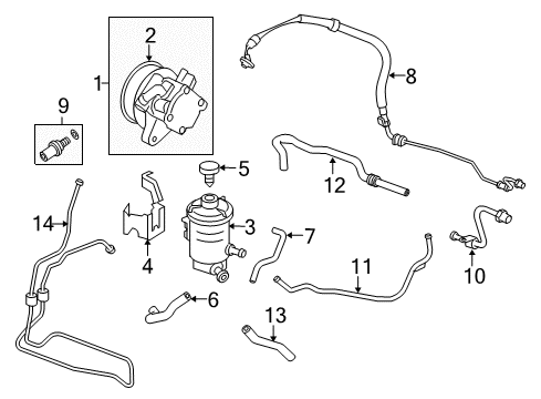 2013 Honda Crosstour P/S Pump & Hoses, Steering Gear & Linkage Pump Assembly, Power Steering (L4) (Coo) Diagram for 56100-5J0-315