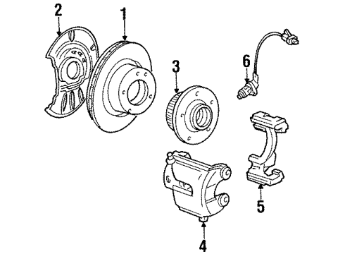 1992 BMW 850i Front Brakes Brake Caliper Left Diagram for 34111160325