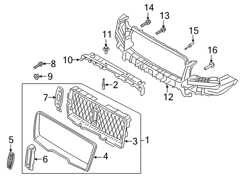 2019 Lincoln Navigator Grille & Components Isolator Diagram for JL7Z-17C882-AA