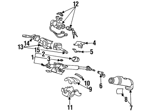 1993 Honda Civic del Sol Switches Lock Assy., Steering Diagram for 35100-SR3-A12