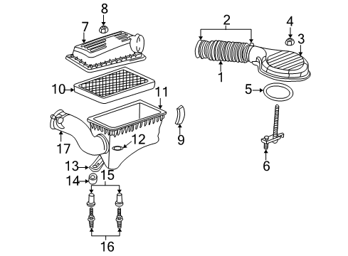 2000 Dodge Durango Air Intake Air Intake Tube Hose Diagram for 53032083AA