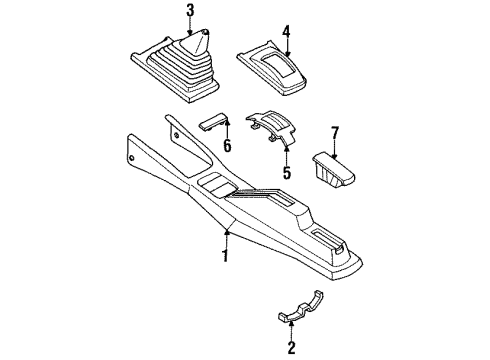 1991 Nissan NX Center Console Boot Console Diagram for 96935-61Y01