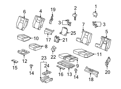 2008 Honda Ridgeline Rear Seat Components Guide, Headrest *NH361L* (CF GRAY) Diagram for 81143-SDA-A01ZB