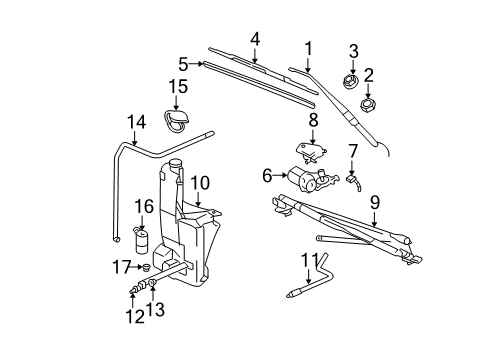 2001 Chevrolet Silverado 3500 Wiper & Washer Components Wiper Motor Covering Diagram for 19207503