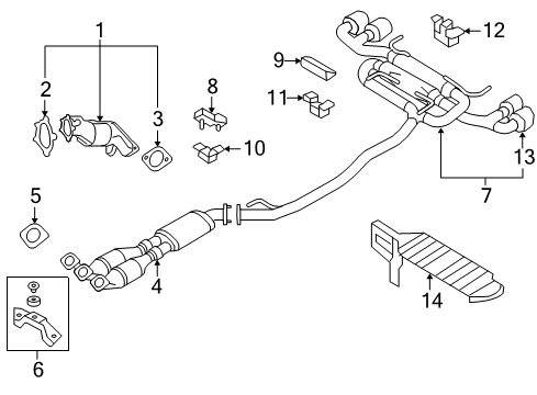 2017 Nissan GT-R Exhaust Components DIFFUSER Assembly Exhaust Diagram for 20080-JF60C